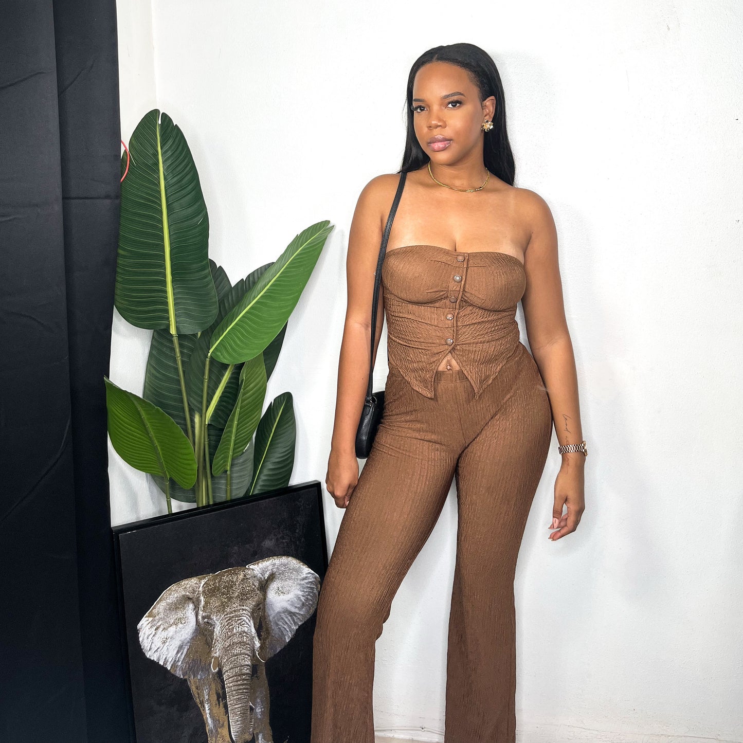 Daynia Button Down Pants Set