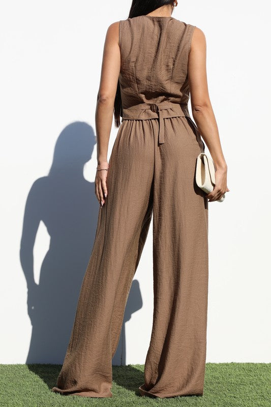 Soleil Mocha Vest Pants Set