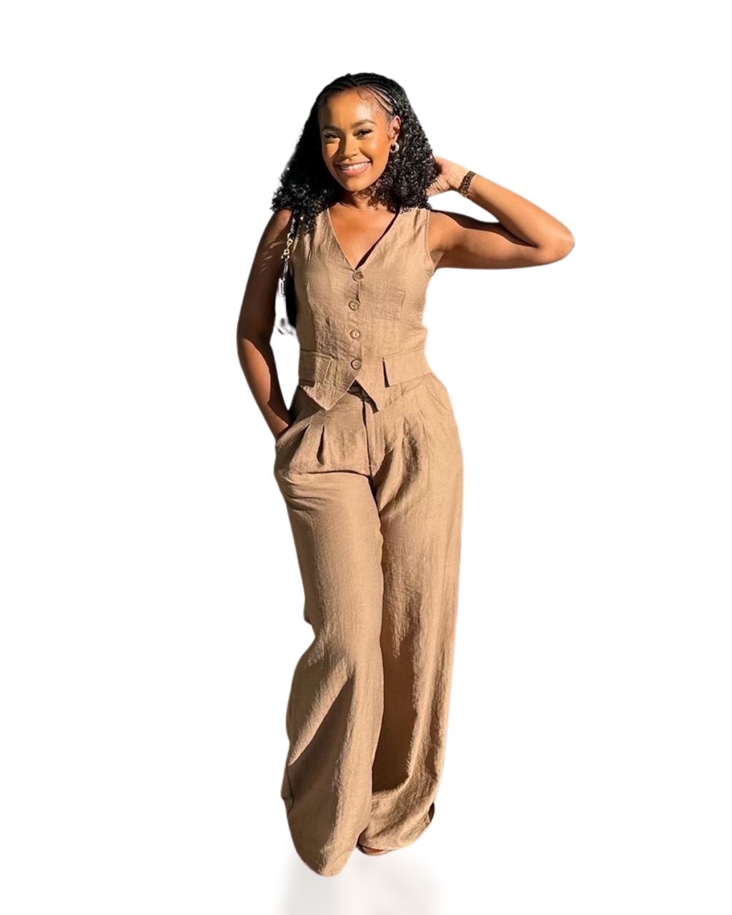 Soleil Mocha Vest Pants Set